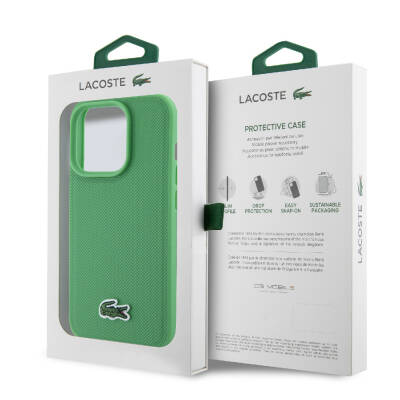 Apple iPhone 15 Pro Max Case Lacoste Original Licensed PU Pique Pattern Back Iconic Crocodile Woven Logo Cover - 17