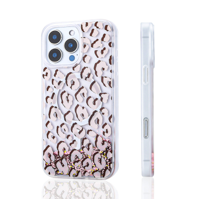 Apple iPhone 15 Pro Max Case Liquid Glitter Printed Transparent Back Surface Zore Mossa Silicone Cover - 8