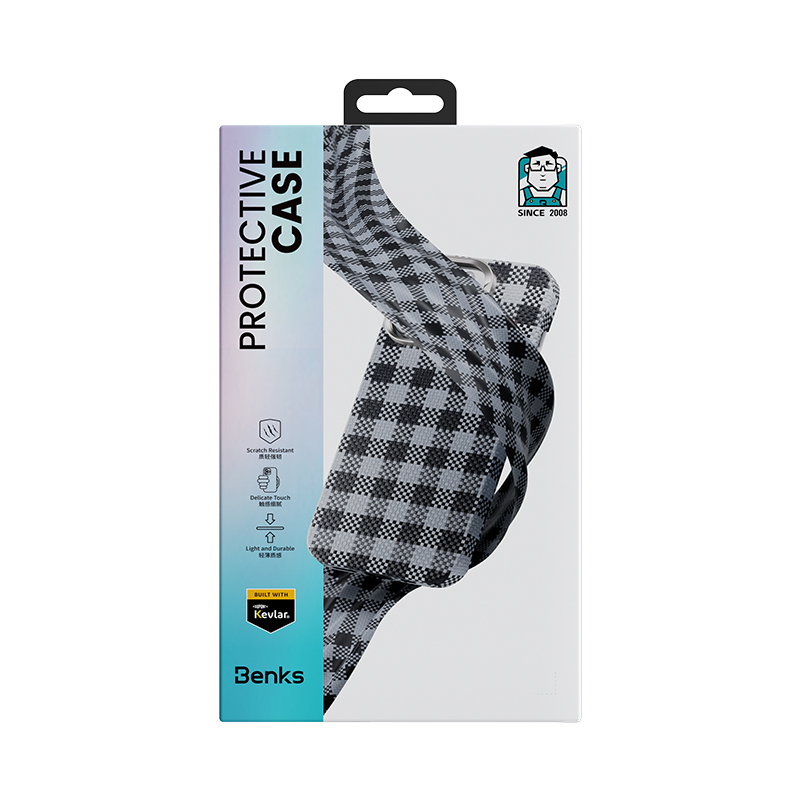 Apple iPhone 15 Pro Max Case M-safe Charging Feature Plaid Design Benks ArmorVichy Kevlar Cover - 14