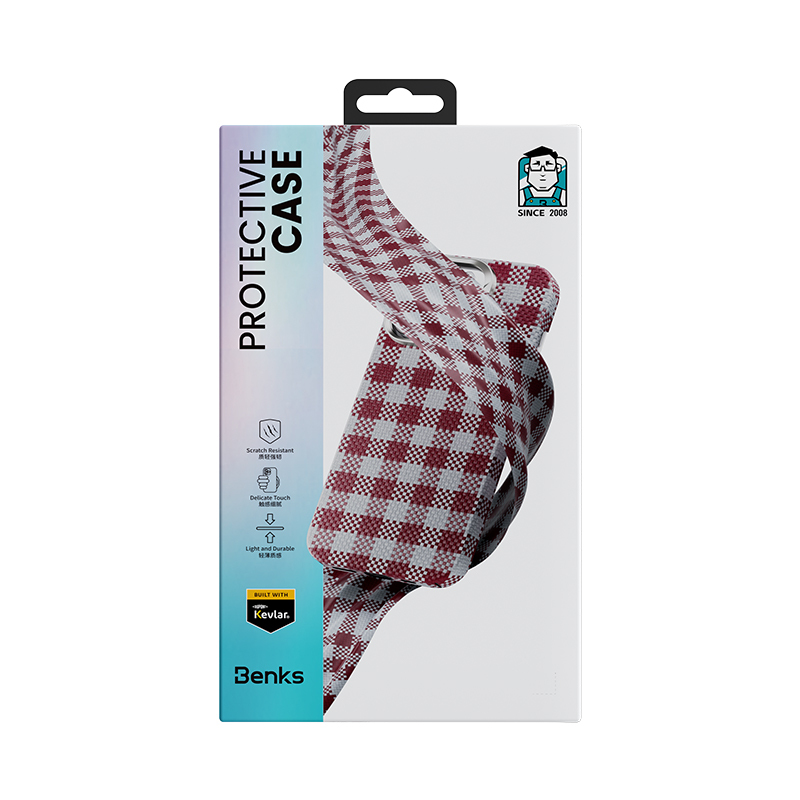Apple iPhone 15 Pro Max Case M-safe Charging Feature Plaid Design Benks ArmorVichy Kevlar Cover - 15