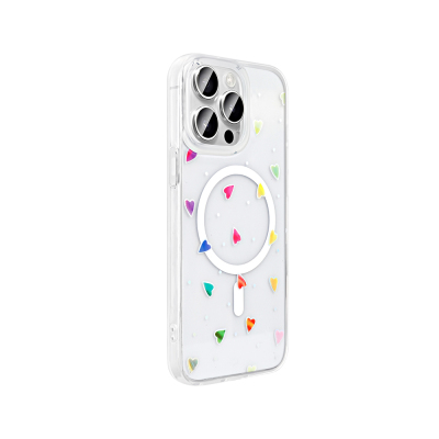 Apple iPhone 15 Pro Max Case M-Safe Charging Transparent Zore Folk Hard Cover - 10