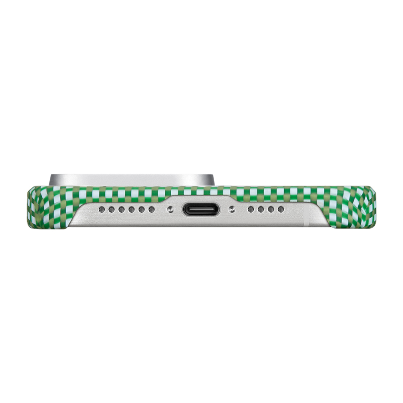 Apple iPhone 15 Pro Max Case Magsafe Charging Feature Aramid Fiber Pitaka Ultra-Slim Classic Series Forest Green Cover - 5