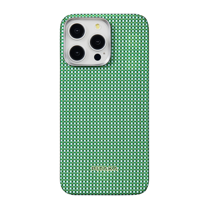 Apple iPhone 15 Pro Max Case Magsafe Charging Feature Aramid Fiber Pitaka Ultra-Slim Classic Series Forest Green Cover - 1