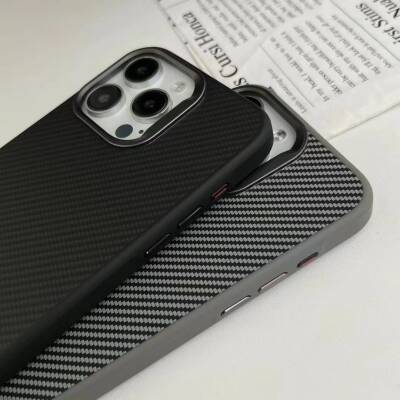 Apple iPhone 15 Pro Max Case Magsafe Charging Feature Carbon Fiber Look Zore Troy Cover - 7