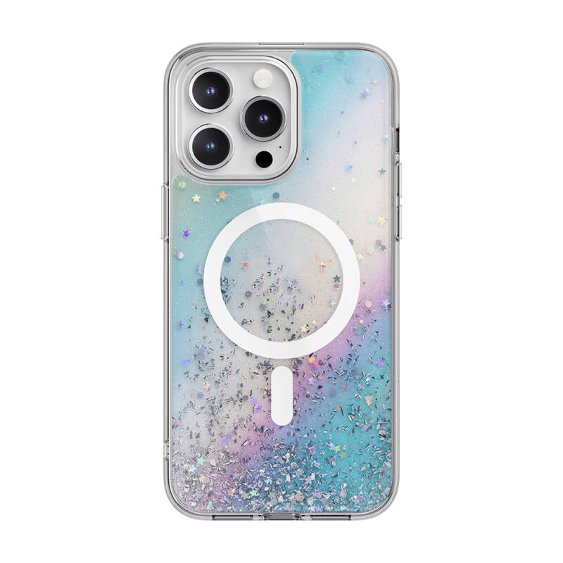 Apple iPhone 15 Pro Max Case Magsafe Charging Feature Shining Glitter Transparent Licensed Switcheasy Starfield-M Cover - 1