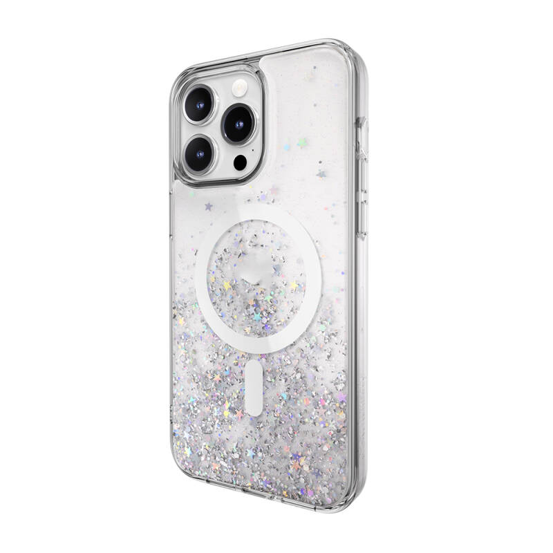 Apple iPhone 15 Pro Max Case Magsafe Charging Feature Shining Glitter Transparent Licensed Switcheasy Starfield-M Cover - 7