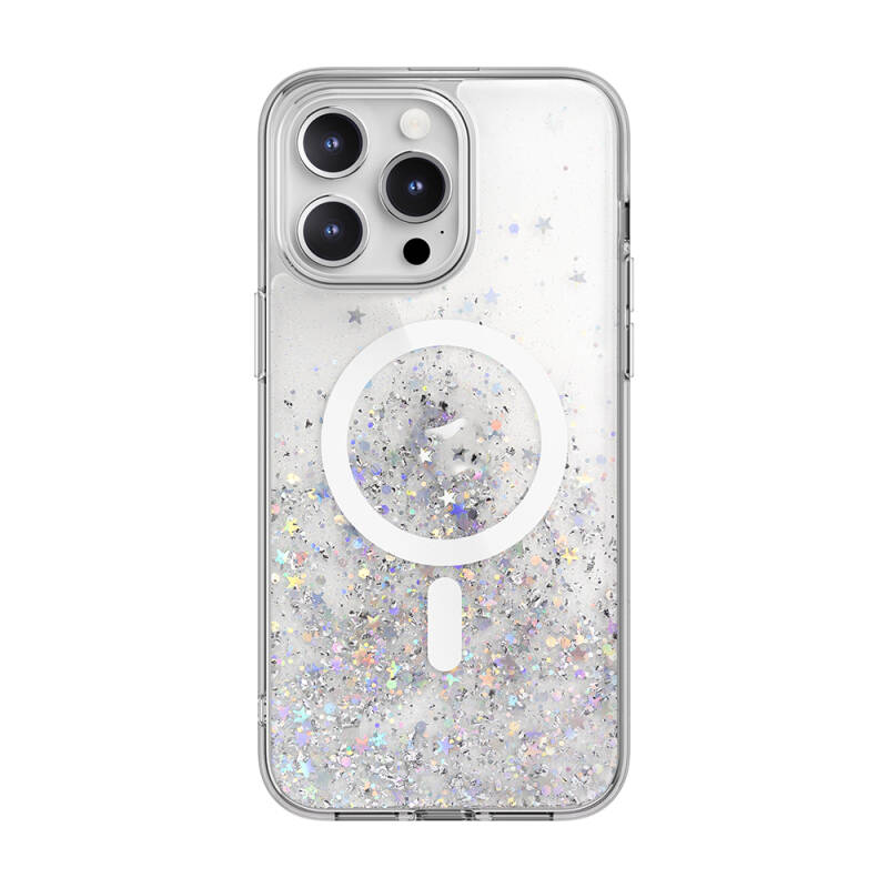 Apple iPhone 15 Pro Max Case Magsafe Charging Feature Shining Glitter Transparent Licensed Switcheasy Starfield-M Cover - 3