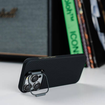 Apple iPhone 15 Pro Max Case Magsafe Charging Featured 600D Zore Krek Karbon Stand Cover - 11
