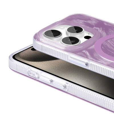 Apple iPhone 15 Pro Max Case Magsafe Charging Featured Brush Paint Patterned Zore Palette Cover - 6