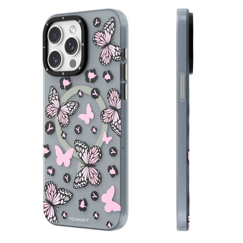 Apple iPhone 15 Pro Max Case Magsafe Charging Featured Butterfly Pattern Youngkit Shadow Dance Series Cover - 2