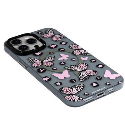 Apple iPhone 15 Pro Max Case Magsafe Charging Featured Butterfly Pattern Youngkit Shadow Dance Series Cover - 11