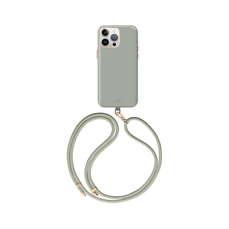 Apple iPhone 15 Pro Max Case Magsafe Charging Featured Soft Smooth Back Surface Strap Drawstring Coehl Creme Cover - 3