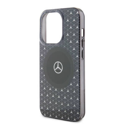 Apple iPhone 15 Pro Max Case Mercedes Benz Original Licensed Magsafe Charging Feature Double Layer Mini Star Pattern Cover - 15