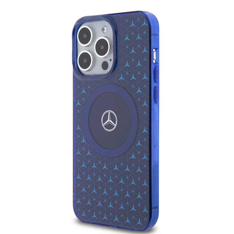 Apple iPhone 15 Pro Max Case Mercedes Benz Original Licensed Magsafe Charging Feature Double Layer Mini Star Pattern Cover - 2