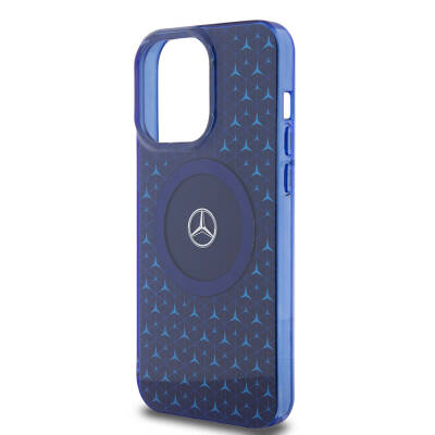 Apple iPhone 15 Pro Max Case Mercedes Benz Original Licensed Magsafe Charging Feature Double Layer Mini Star Pattern Cover - 6