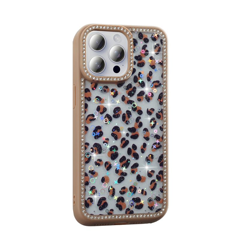Apple iPhone 15 Pro Max Case Stone and Glitter Design Zore Azra Cover - 5