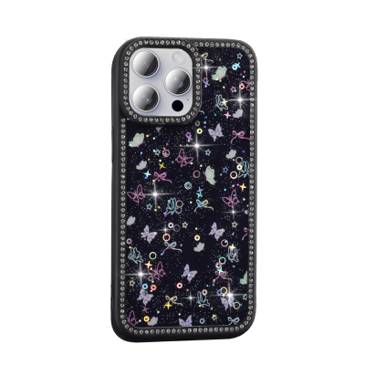 Apple iPhone 15 Pro Max Case Stone and Glitter Design Zore Azra Cover - 6