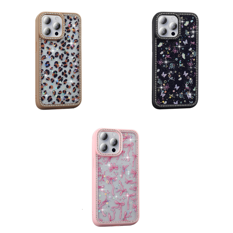 Apple iPhone 15 Pro Max Case Stone and Glitter Design Zore Azra Cover - 11