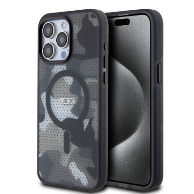 Apple iPhone 15 Pro Max Case TUMI Original Licensed Frosted Transparent Mesh Camouflage Patterned Cover with Magsafe Charging Feature - 1