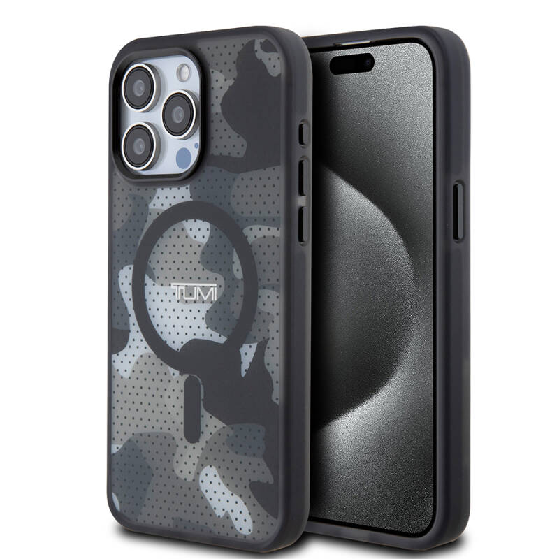 Apple iPhone 15 Pro Max Case TUMI Original Licensed Frosted Transparent Mesh Camouflage Patterned Cover with Magsafe Charging Feature - 1