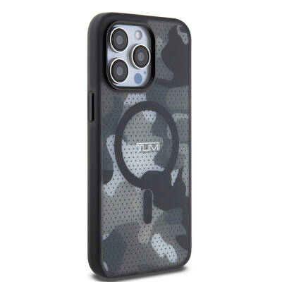 Apple iPhone 15 Pro Max Case TUMI Original Licensed Frosted Transparent Mesh Camouflage Patterned Cover with Magsafe Charging Feature - 3