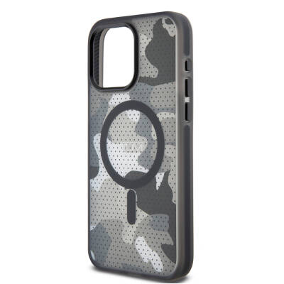 Apple iPhone 15 Pro Max Case TUMI Original Licensed Frosted Transparent Mesh Camouflage Patterned Cover with Magsafe Charging Feature - 5