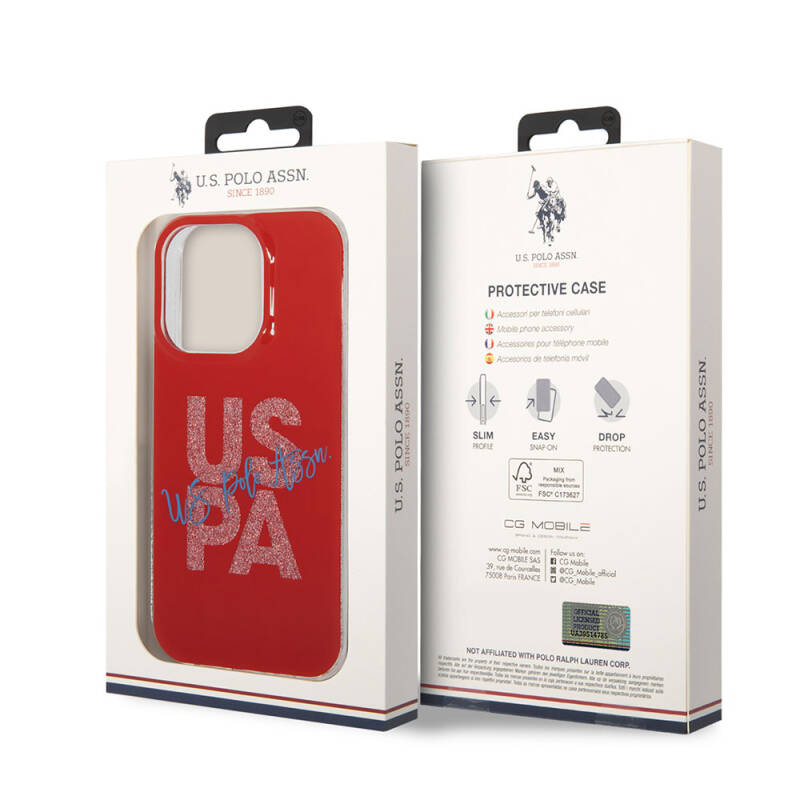 Apple iPhone 15 Pro Max Case U.S. Polo Assn. Original Licensed Glitter Glossy Alphabet Design Cover - 33