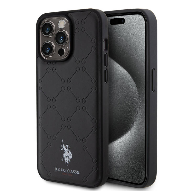 Apple iPhone 15 Pro Max Case U.S. Polo Assn. Original Licensed HS Patterned Printing Logo Faux Leather Cover - 1