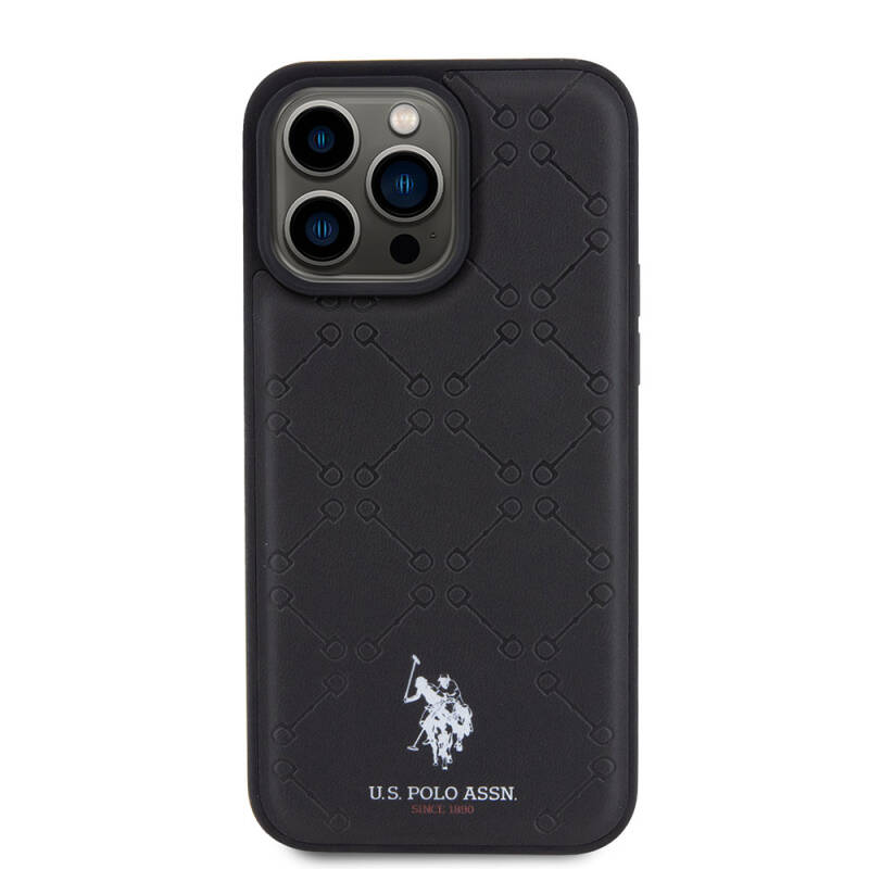 Apple iPhone 15 Pro Max Case U.S. Polo Assn. Original Licensed HS Patterned Printing Logo Faux Leather Cover - 3