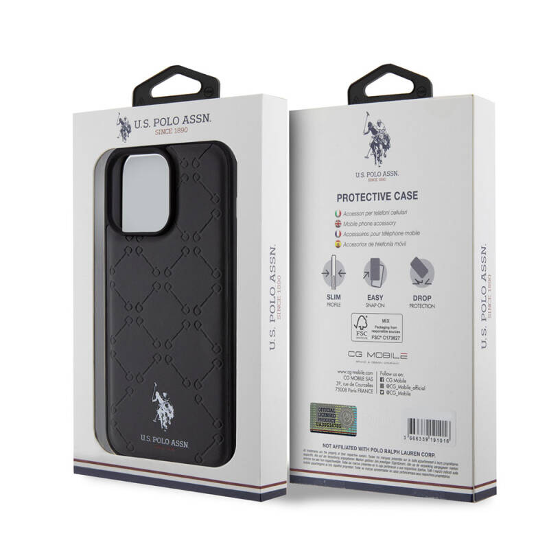 Apple iPhone 15 Pro Max Case U.S. Polo Assn. Original Licensed HS Patterned Printing Logo Faux Leather Cover - 8