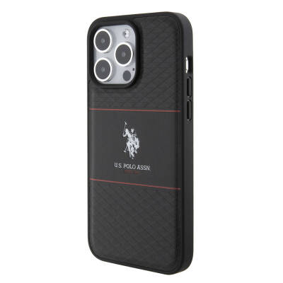 Apple iPhone 15 Pro Max Case U.S. Polo Assn. Original Licensed Leather Stripe Logo Design Cover - 3