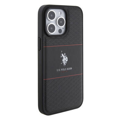 Apple iPhone 15 Pro Max Case U.S. Polo Assn. Original Licensed Leather Stripe Logo Design Cover - 5