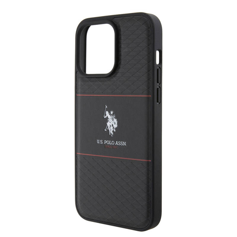 Apple iPhone 15 Pro Max Case U.S. Polo Assn. Original Licensed Leather Stripe Logo Design Cover - 7