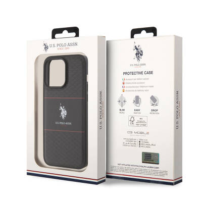 Apple iPhone 15 Pro Max Case U.S. Polo Assn. Original Licensed Leather Stripe Logo Design Cover - 9
