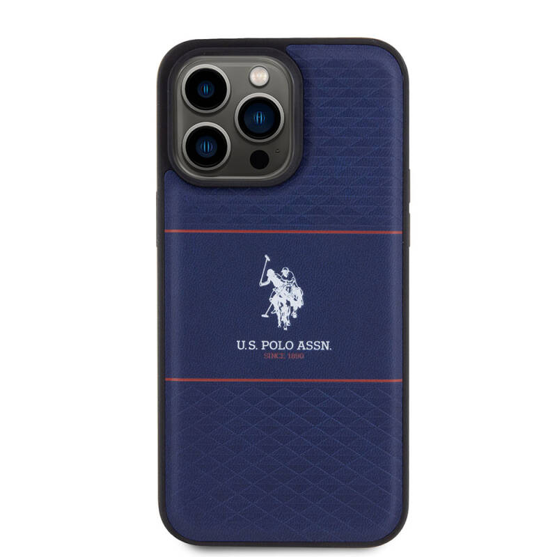 Apple iPhone 15 Pro Max Case U.S. Polo Assn. Original Licensed Leather Stripe Logo Design Cover - 12