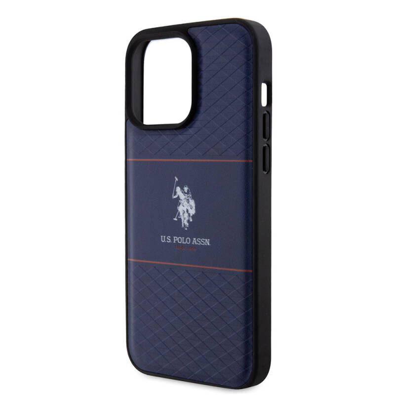 Apple iPhone 15 Pro Max Case U.S. Polo Assn. Original Licensed Leather Stripe Logo Design Cover - 15
