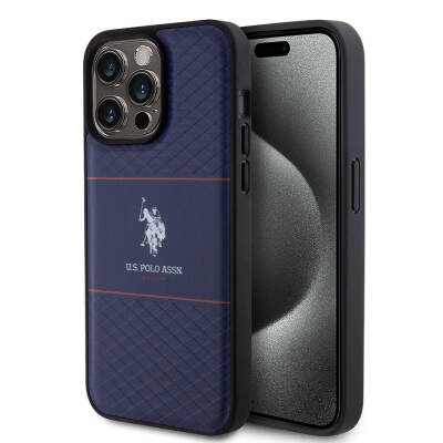 Apple iPhone 15 Pro Max Case U.S. Polo Assn. Original Licensed Leather Stripe Logo Design Cover - 10