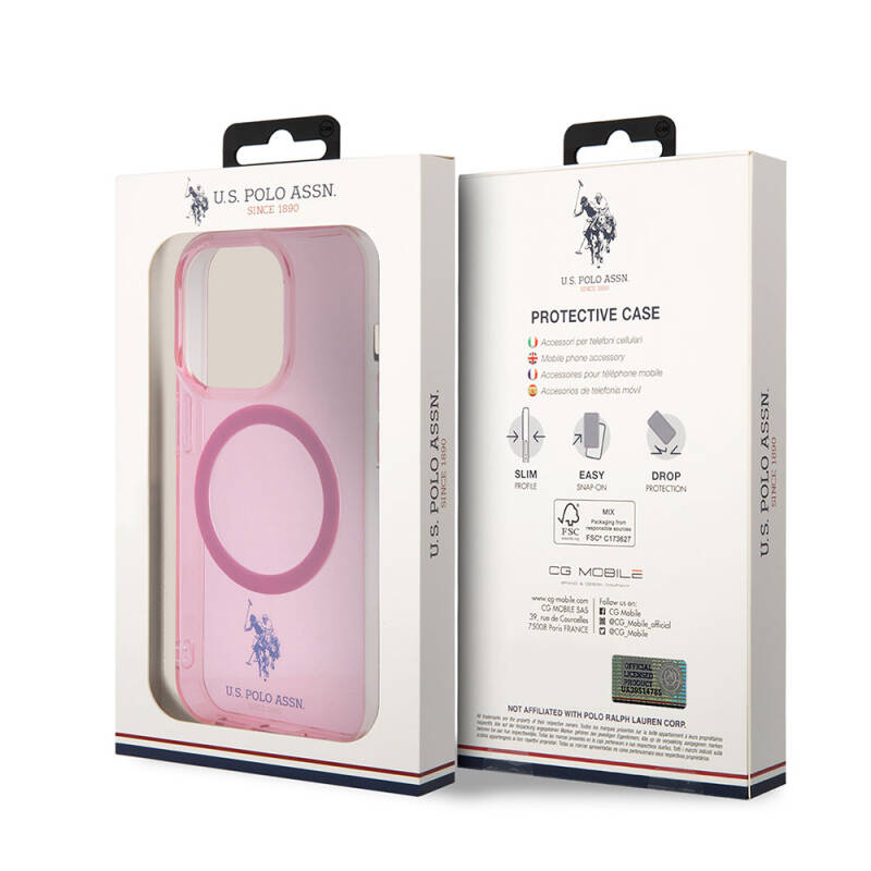 Apple iPhone 15 Pro Max Case U.S. Polo Assn. Original Licensed Magsafe Charging Featured Transparent Design Cover - 25