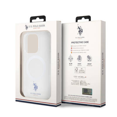 Apple iPhone 15 Pro Max Case U.S. Polo Assn. Original Licensed Magsafe Charging Featured Transparent Design Cover - 33