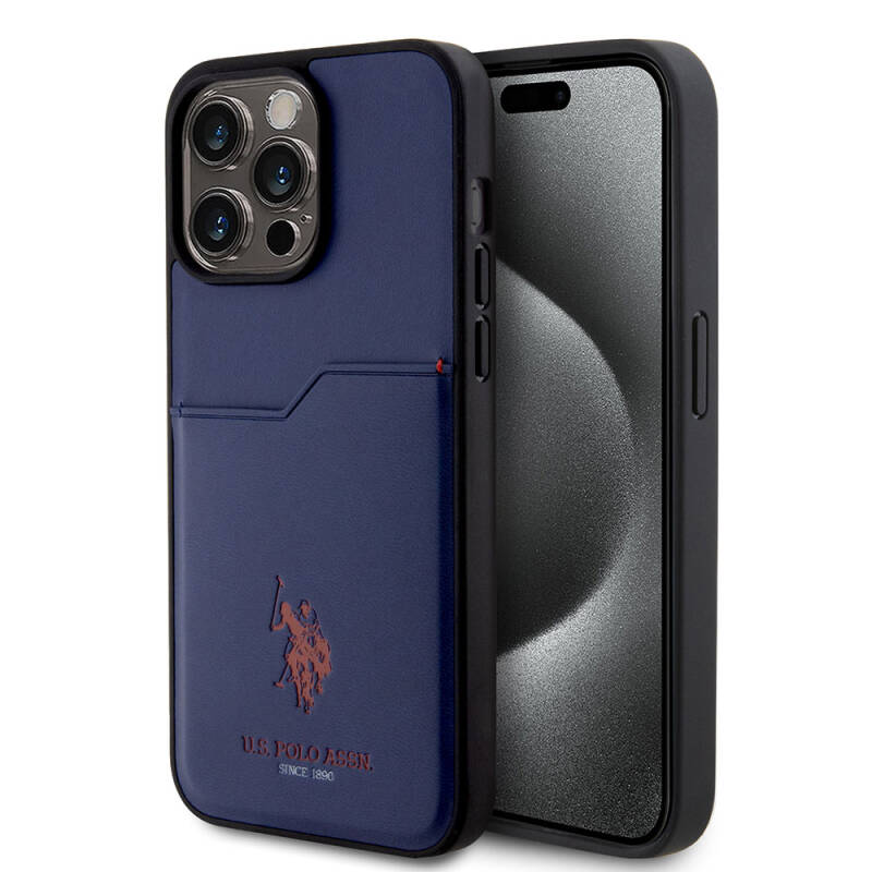 Apple iPhone 15 Pro Max Case U.S. Polo Assn. Original Licensed Printing Logo PU Card Holder Cover - 18