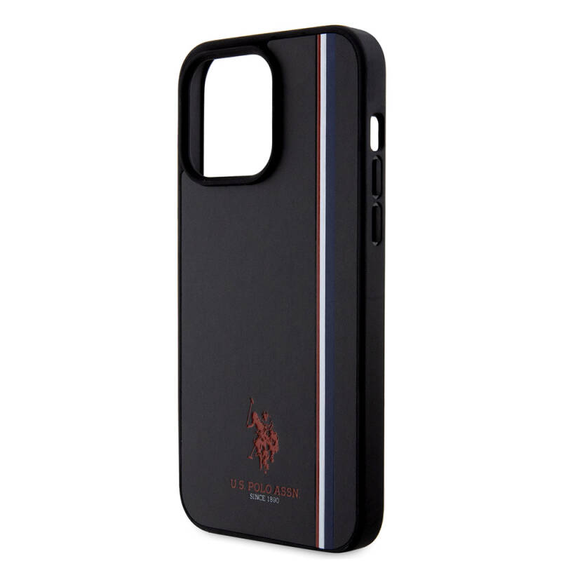 Apple iPhone 15 Pro Max Case U.S. Polo Assn. Original Licensed Three Color Stripe Design Print Logo Cover - 15