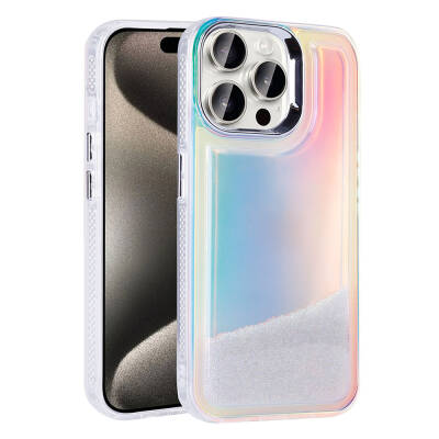 Apple iPhone 15 Pro Max Case with Airbag Colored Back Surface Bead Design Zore Kumul Cover - 10