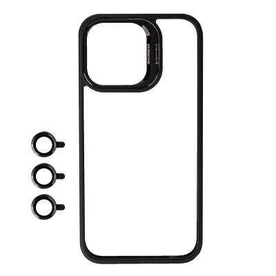 Apple iPhone 15 Pro Max Case with Camera Lens Protection and Stand Zore Clone Lens Cover - 1