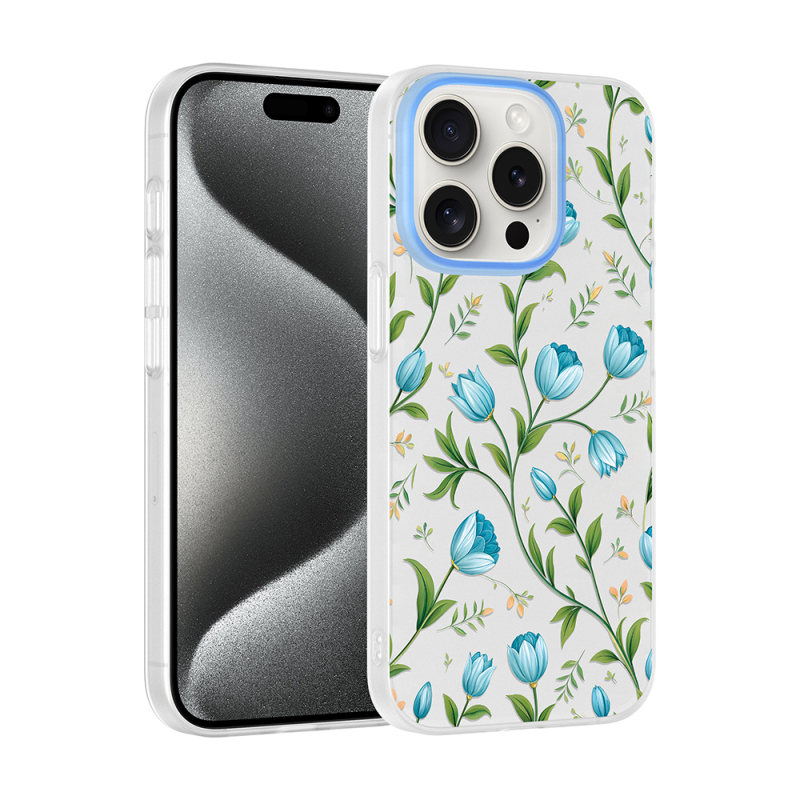 Apple iPhone 15 Pro Max Case with Camera Protector, Patterned Zore Clip Cover - 2