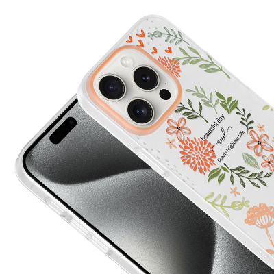 Apple iPhone 15 Pro Max Case with Camera Protector, Patterned Zore Clip Cover - 12