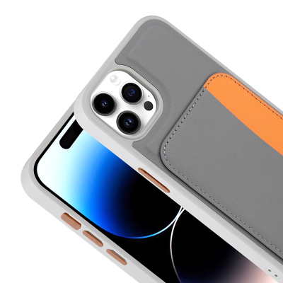 Apple iPhone 15 Pro Max Case with Card Holder Zore X-Card Silicone Cover - 15