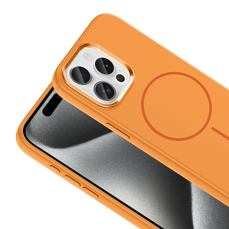 Apple iPhone 15 Pro Max Case with M-Safe Charging Feature, Metal Camera Frame, Zore Edi Silicone Cover - 17