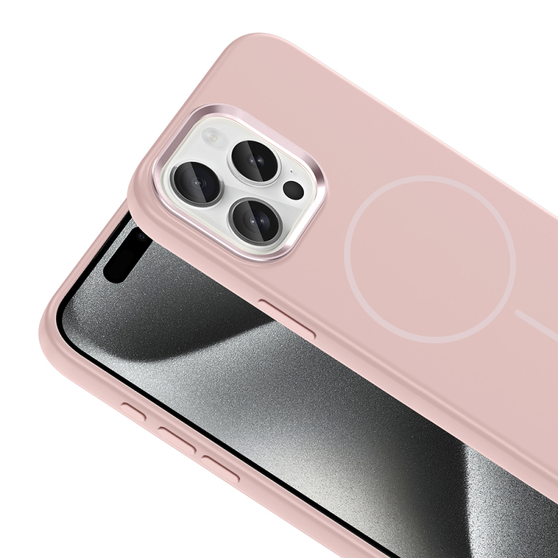 Apple iPhone 15 Pro Max Case with M-Safe Charging Feature, Metal Camera Frame, Zore Edi Silicone Cover - 19