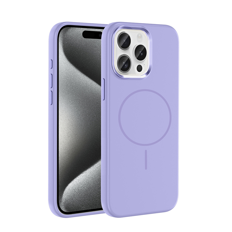 Apple iPhone 15 Pro Max Case with M-Safe Charging Feature, Metal Camera Frame, Zore Edi Silicone Cover - 6