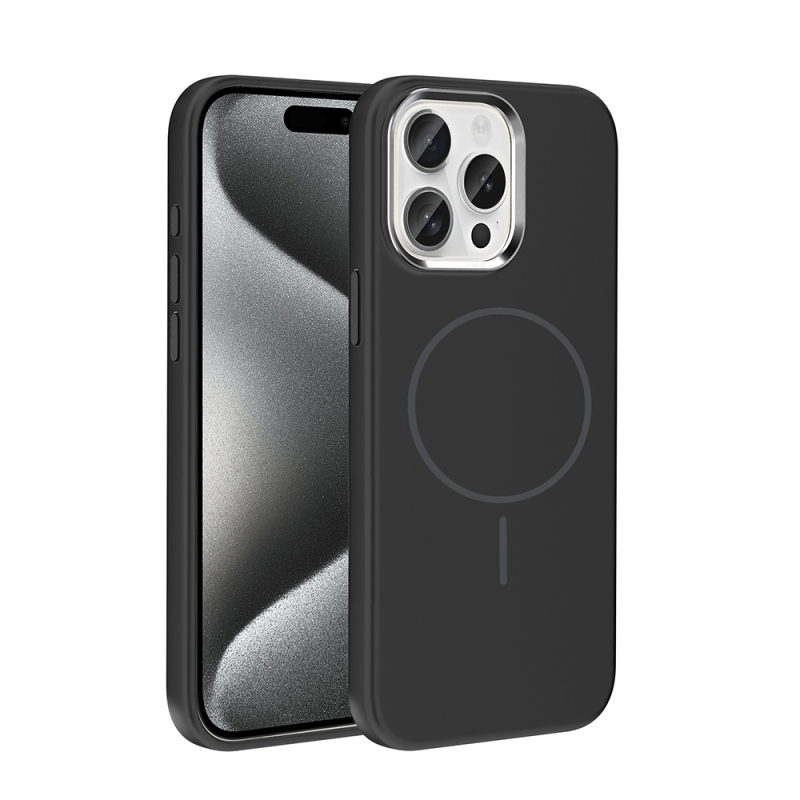 Apple iPhone 15 Pro Max Case with M-Safe Charging Feature, Metal Camera Frame, Zore Edi Silicone Cover - 8